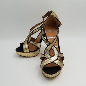 Elle Gemini Gold Heels Size 7